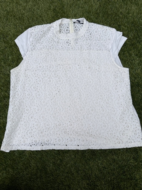 Tommy Hilfiger Tops - Tommy Hilfiger White Lace Overlay Short Sleeve Top size XXL